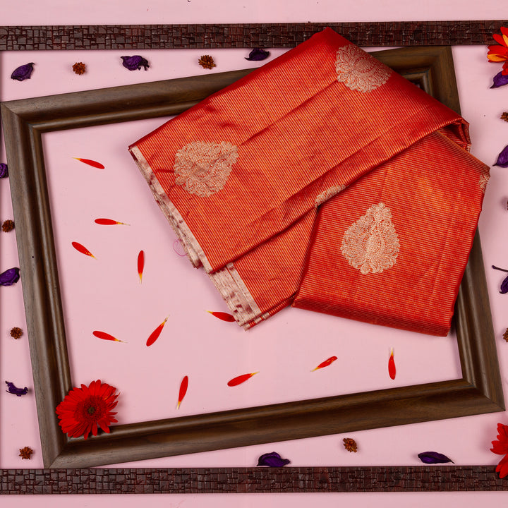 Kuberan Orange Kanchivaram Silk Saree