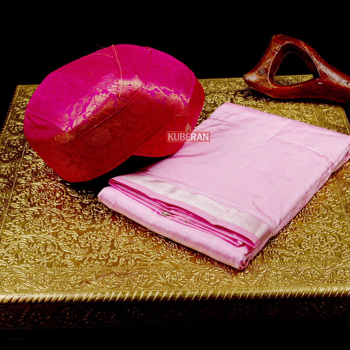 Kuberan Combo Baby Pink Dhoti and Pink Mysore Peta