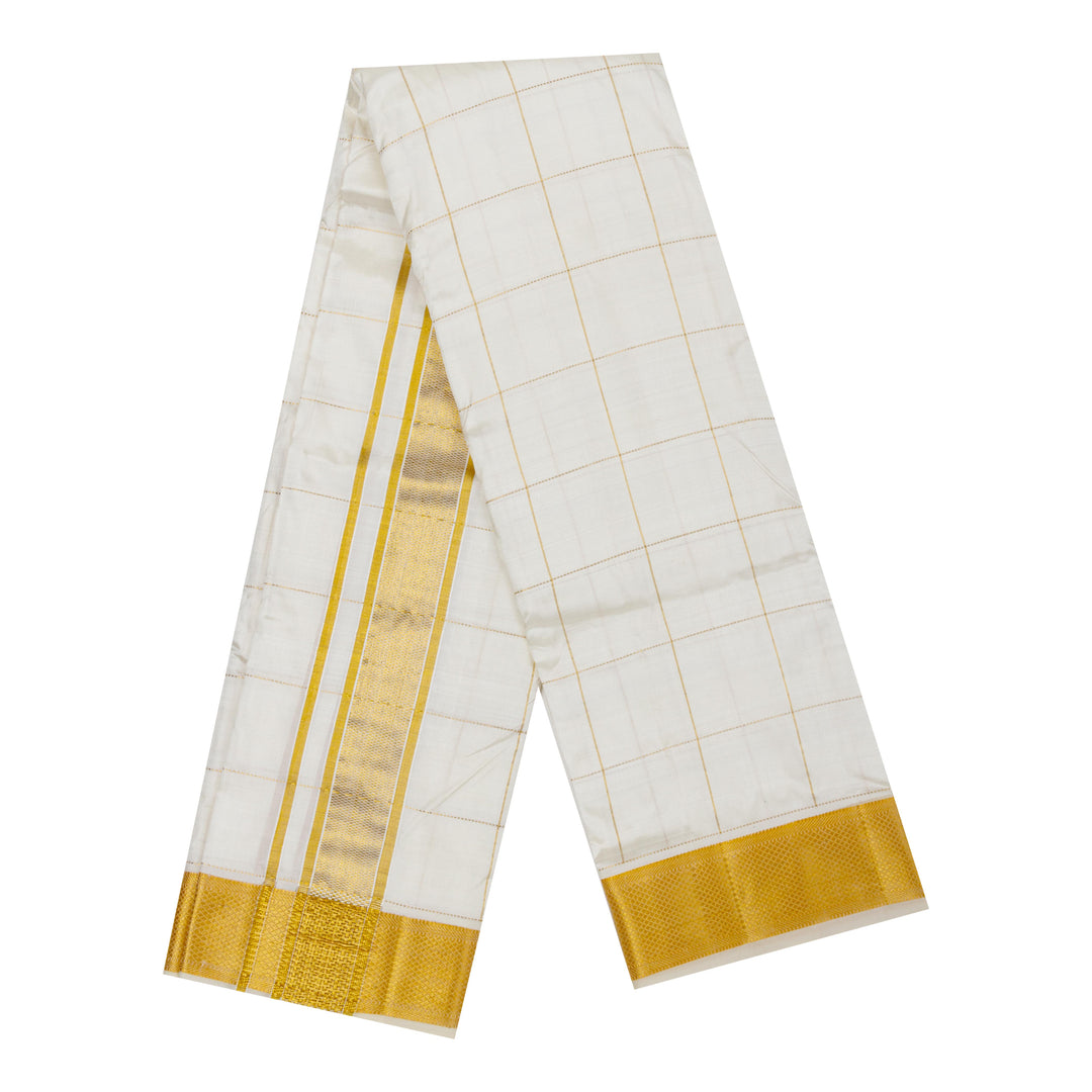 Kuberan Combo White Dhoti and Golden White Mysore Peta