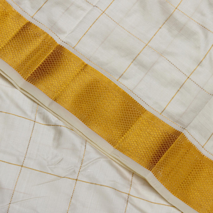 Kuberan Combo White Dhoti and Golden White Mysore Peta