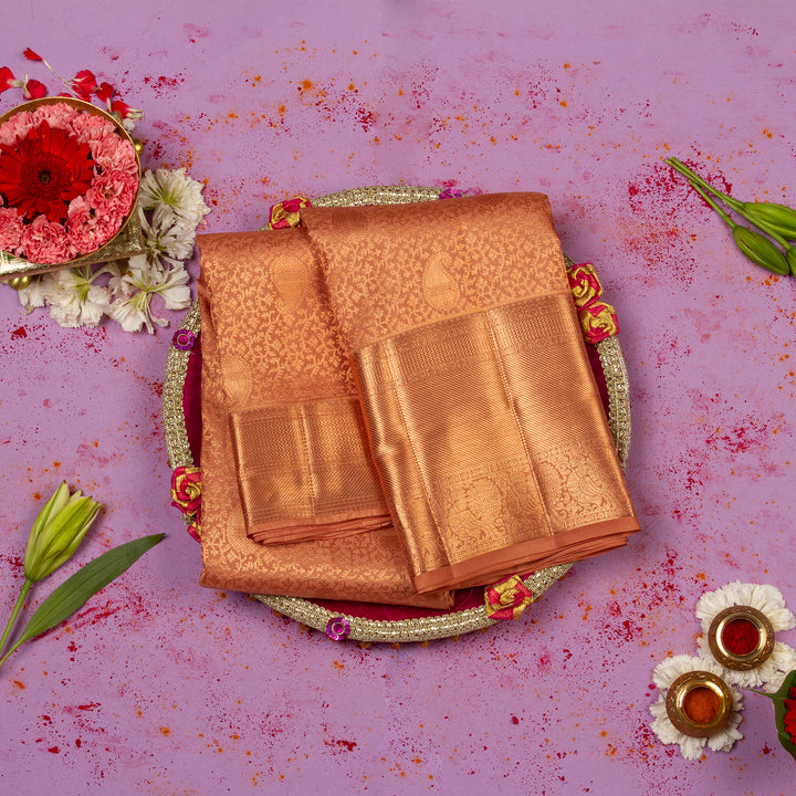 Kuberan Peach Kanchivaram Silk Saree