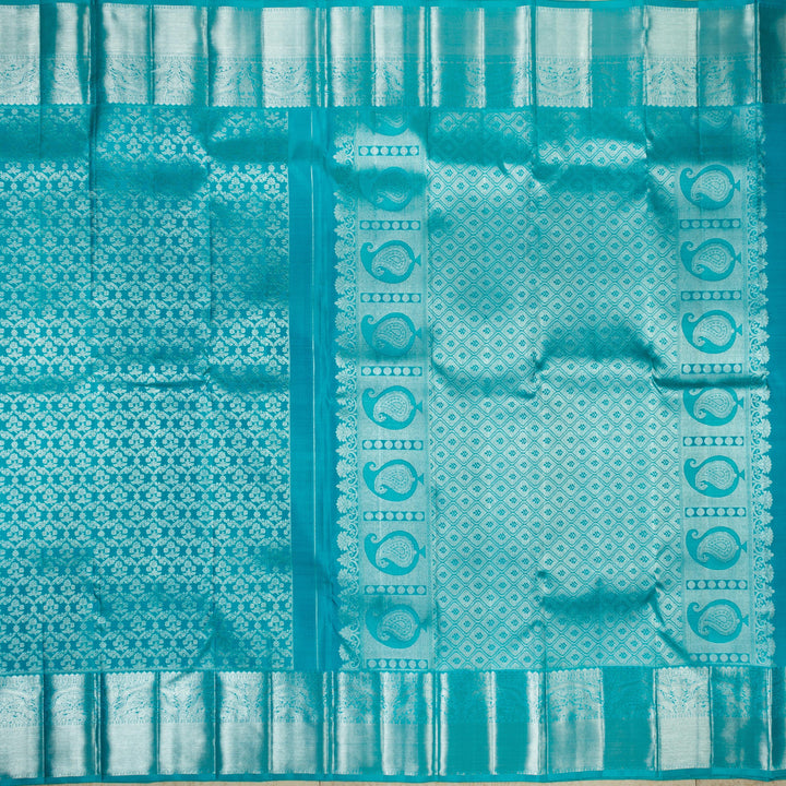 Kuberan Sky Blue Kanchivaram Silk Saree