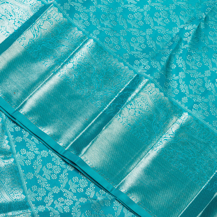 Kuberan Sky Blue Kanchivaram Silk Saree