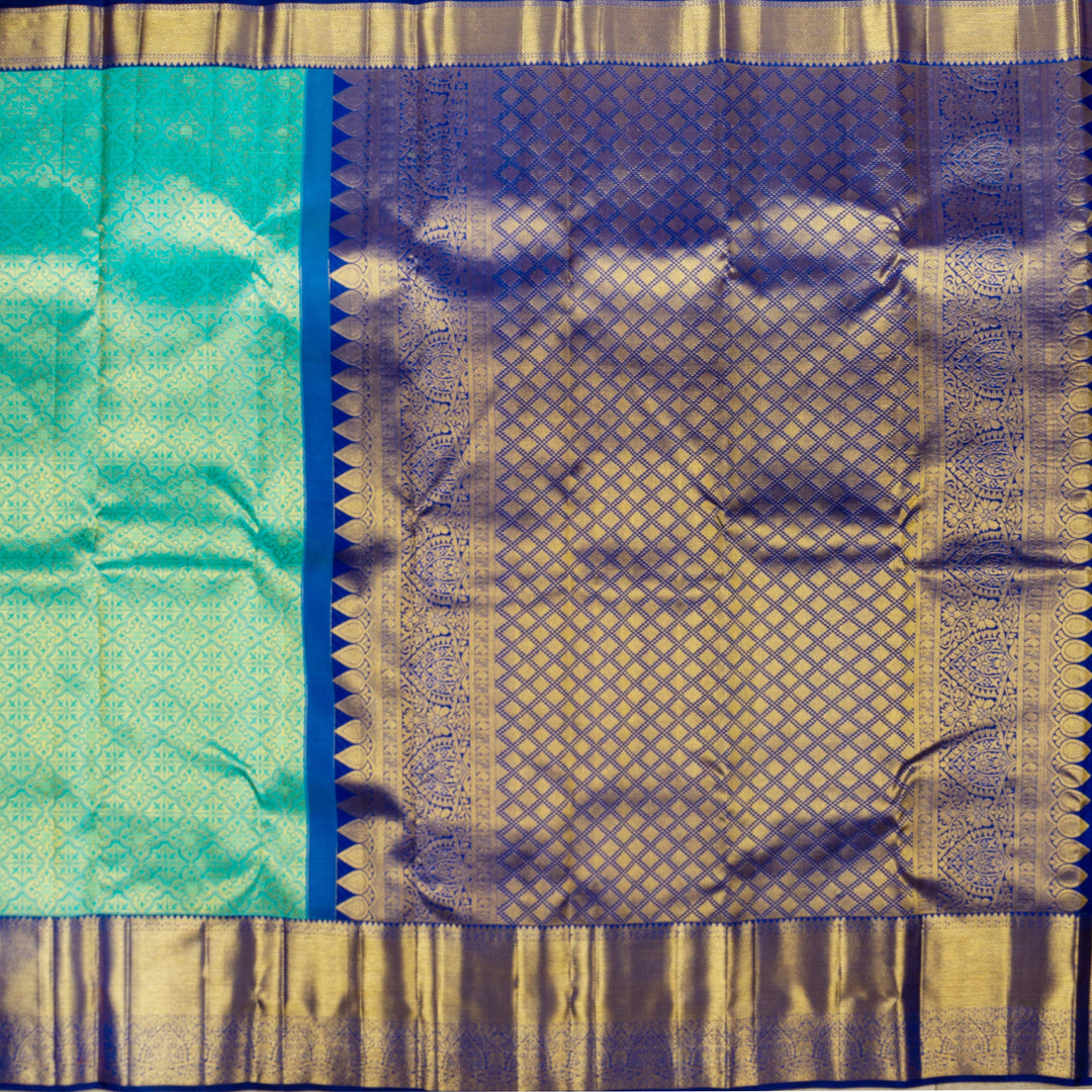 Kuberan Blue With Royal Blue Border Kanchivaram Silk Saree