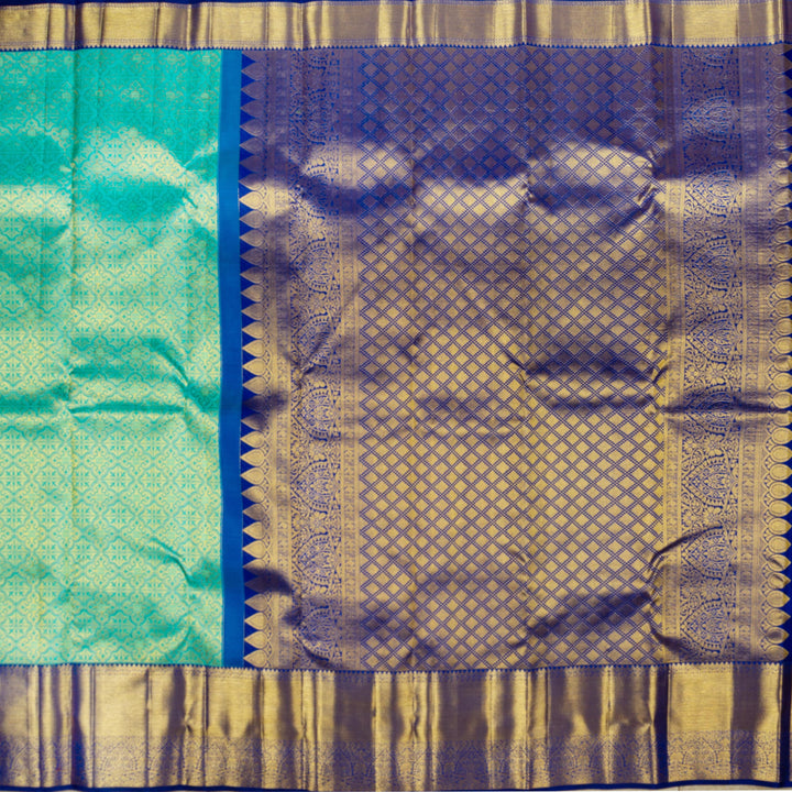 Kuberan Blue With Royal Blue Border Kanchivaram Silk Saree