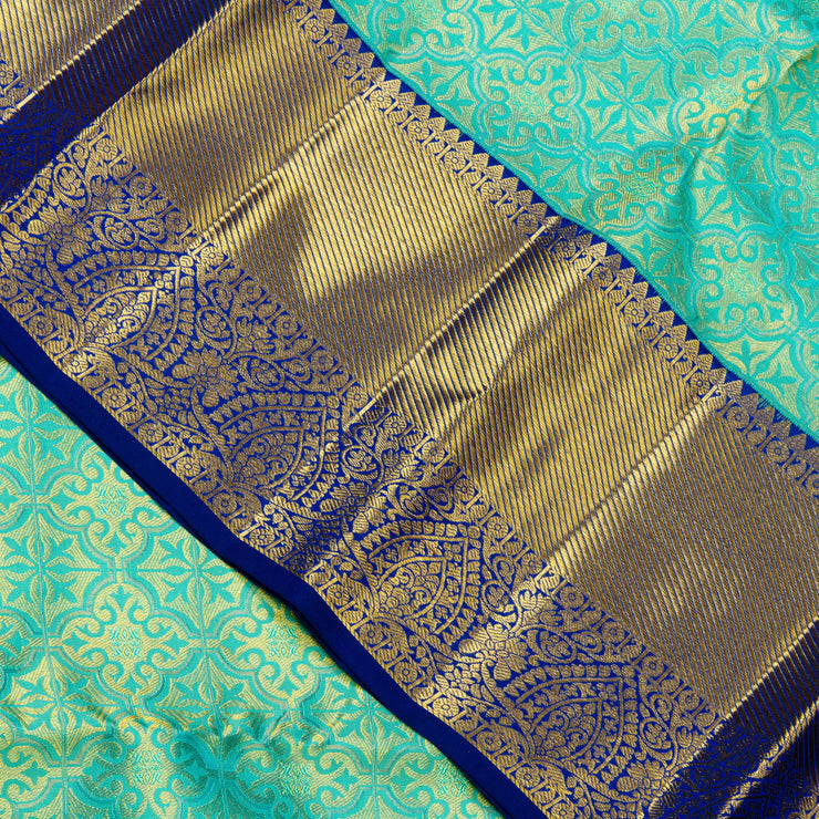 Kuberan Blue With Royal Blue Border Kanchivaram Silk Saree
