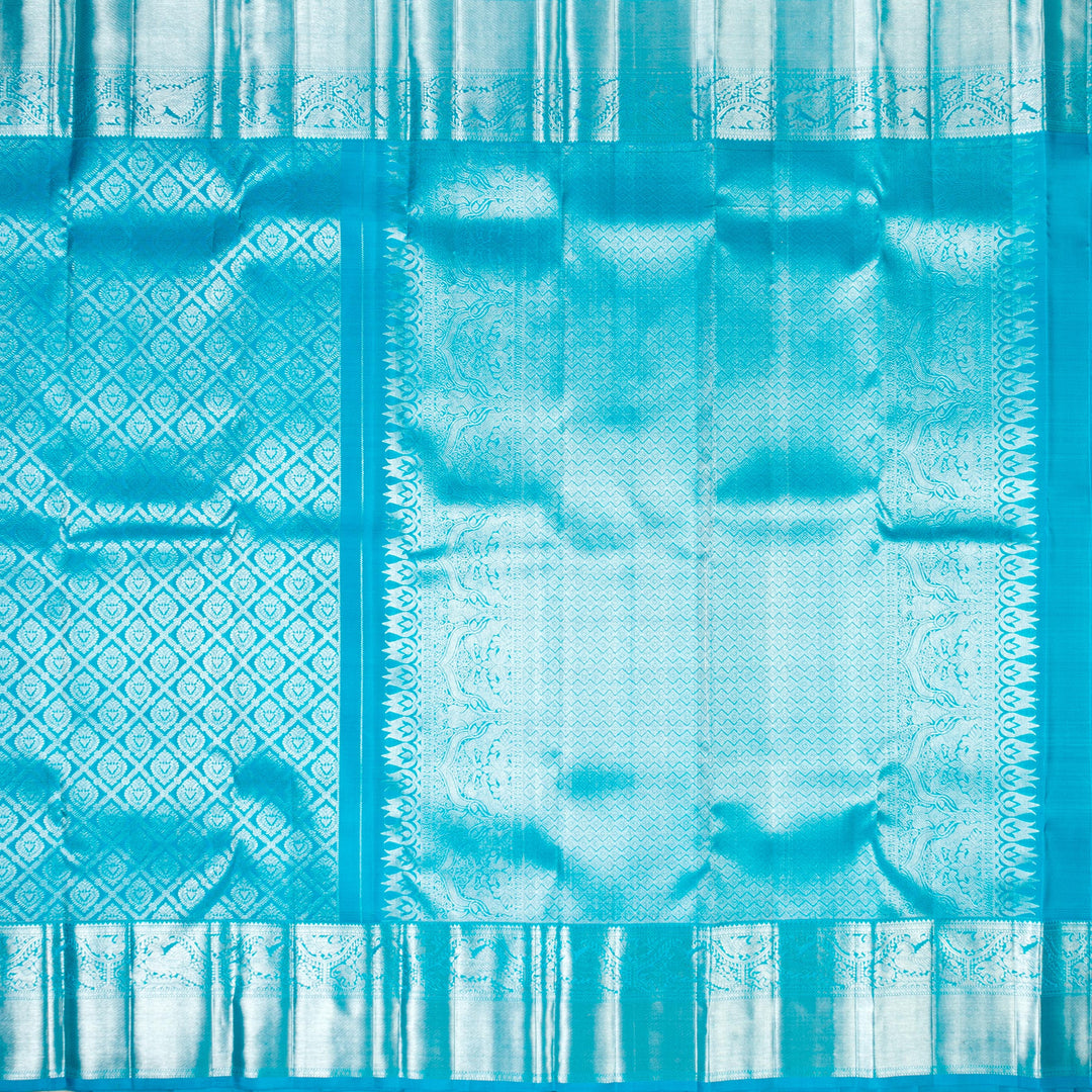 Kuberan Sky Blue Kanchivaram Silk Saree