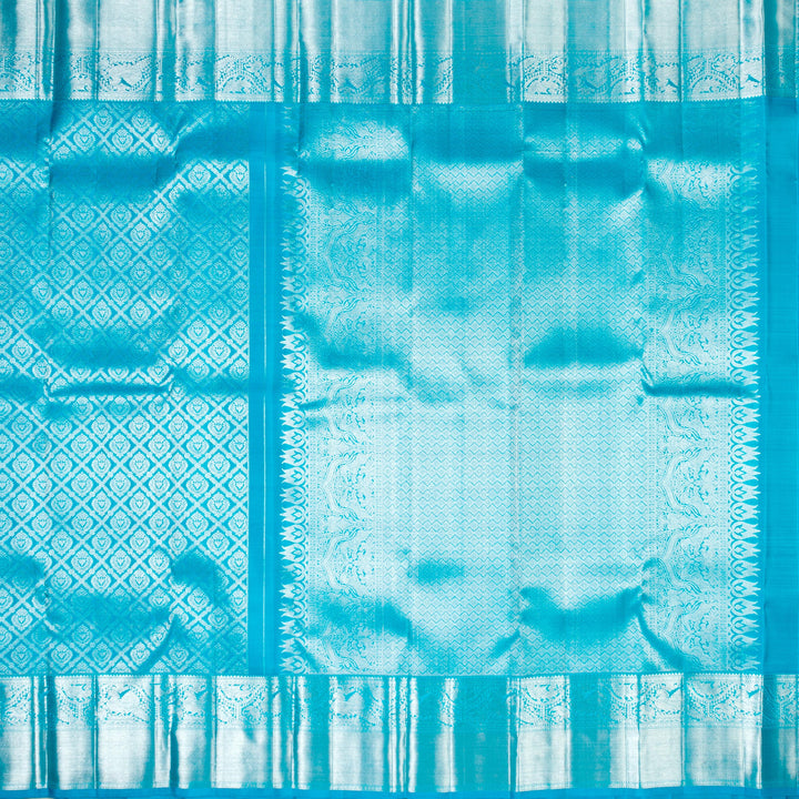 Kuberan Sky Blue Kanchivaram Silk Saree