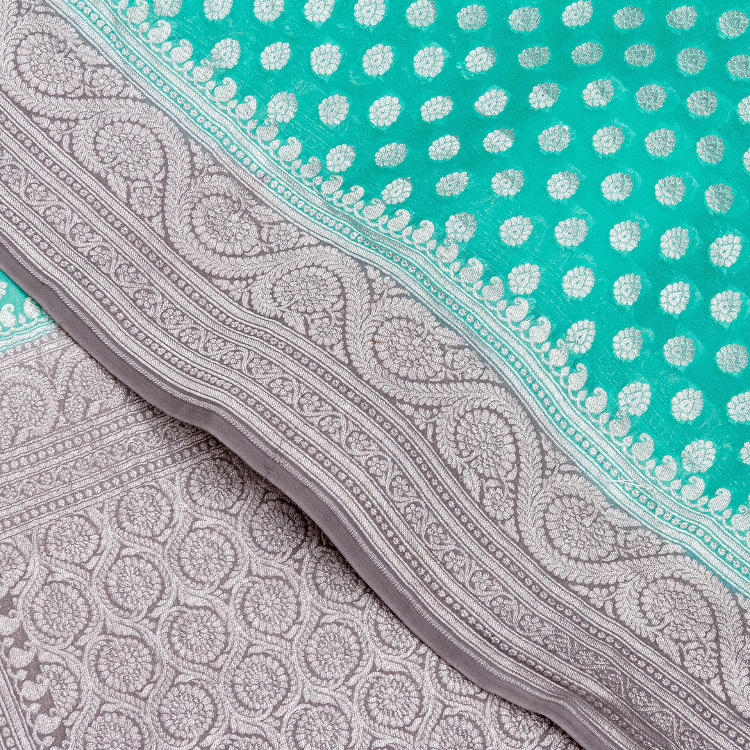 Kuberan Blue Grey Khadi Banarsi Saree