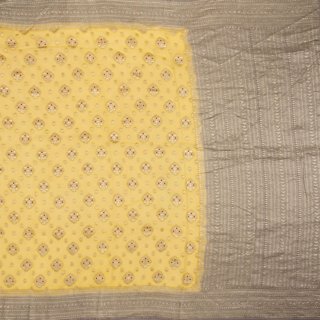 Kuberan Yellow Grey Khadi Banarasi Saree