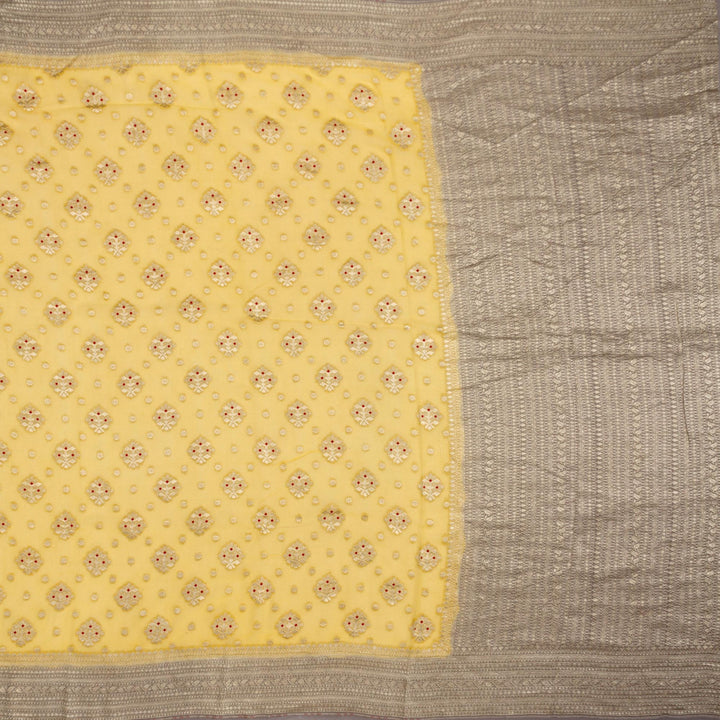 Kuberan Yellow Grey Khadi Banarasi Saree