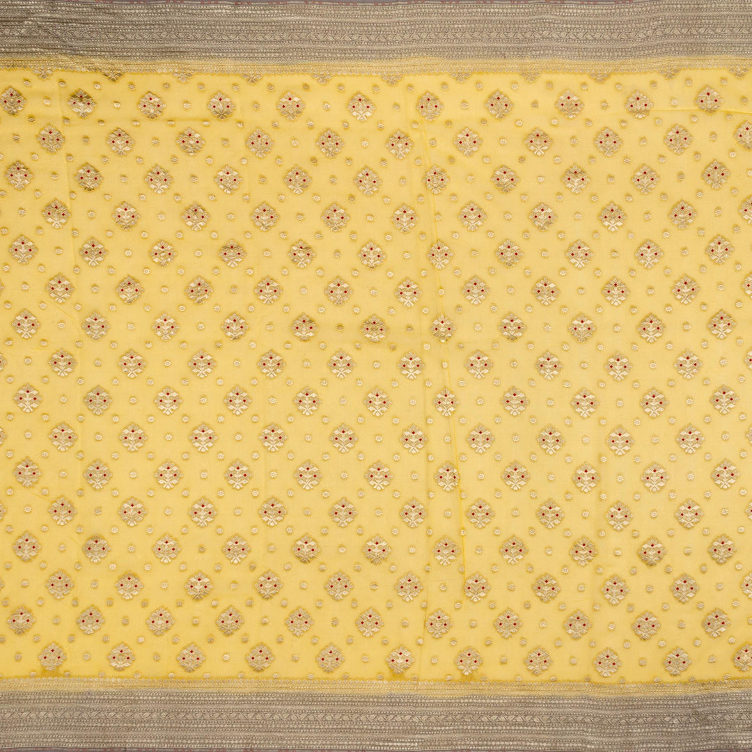 Kuberan Yellow Grey Khadi Banarasi Saree
