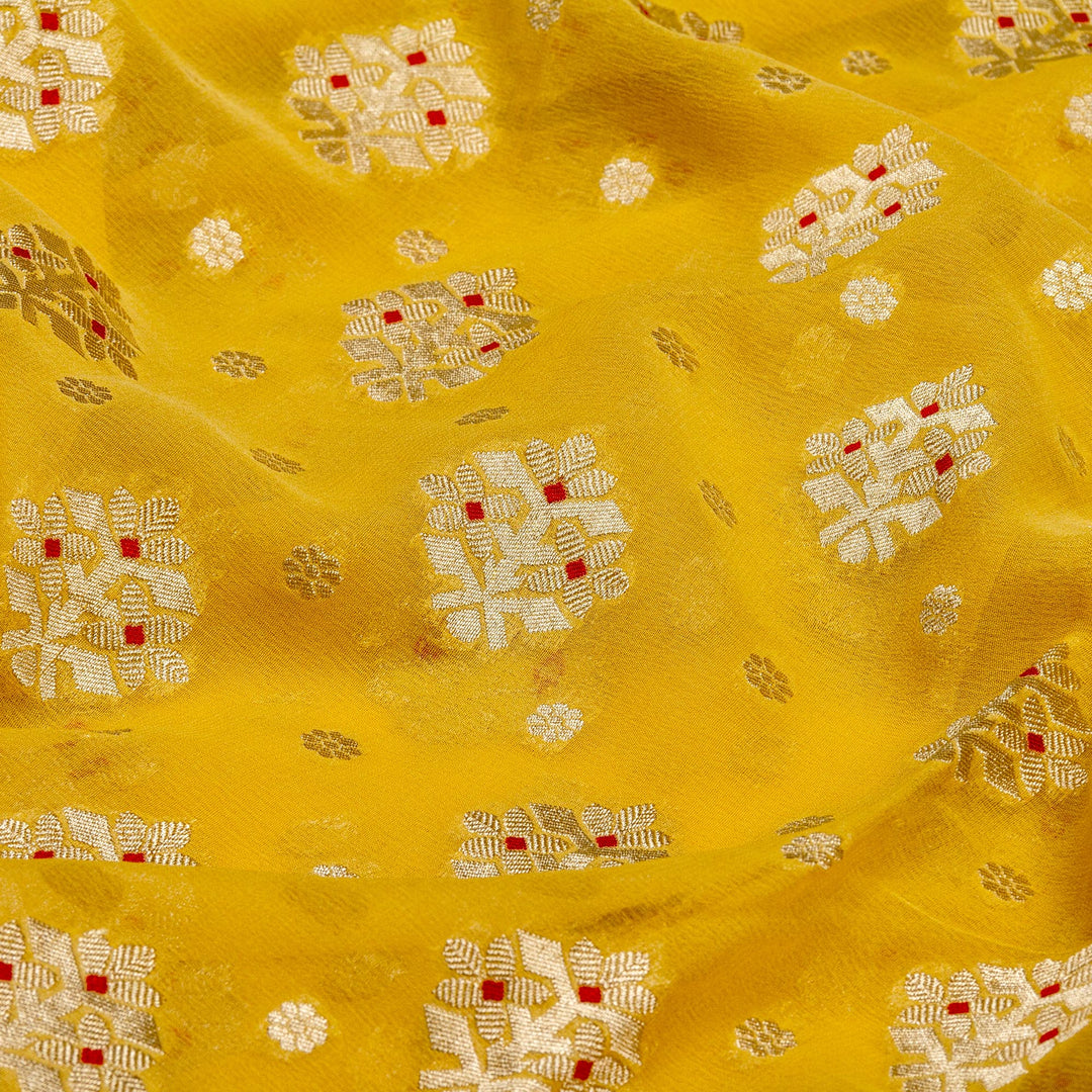 Kuberan Yellow Grey Khadi Banarasi Saree