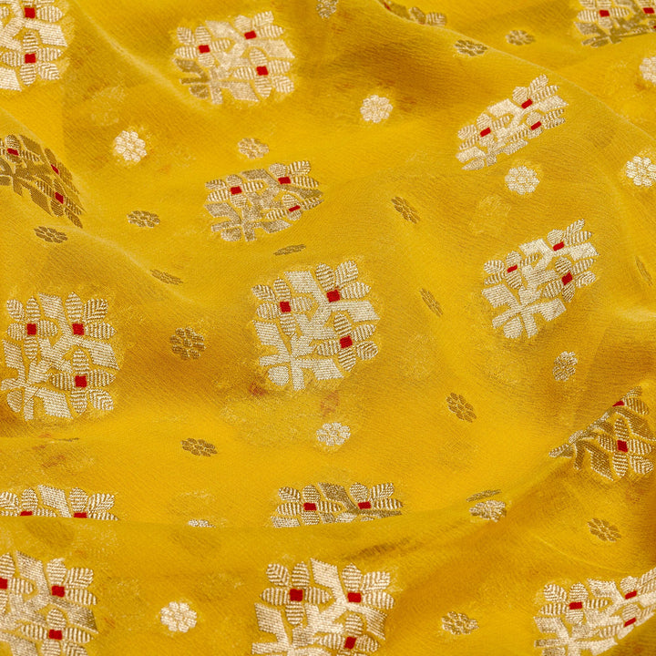 Kuberan Yellow Grey Khadi Banarasi Saree