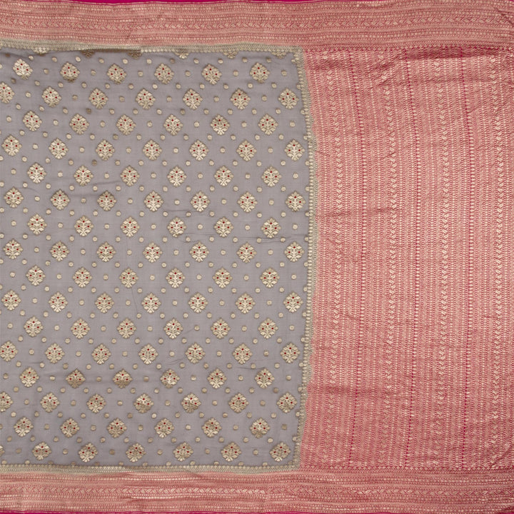 Kuberan Grey Pink Khadi Banarasi Saree