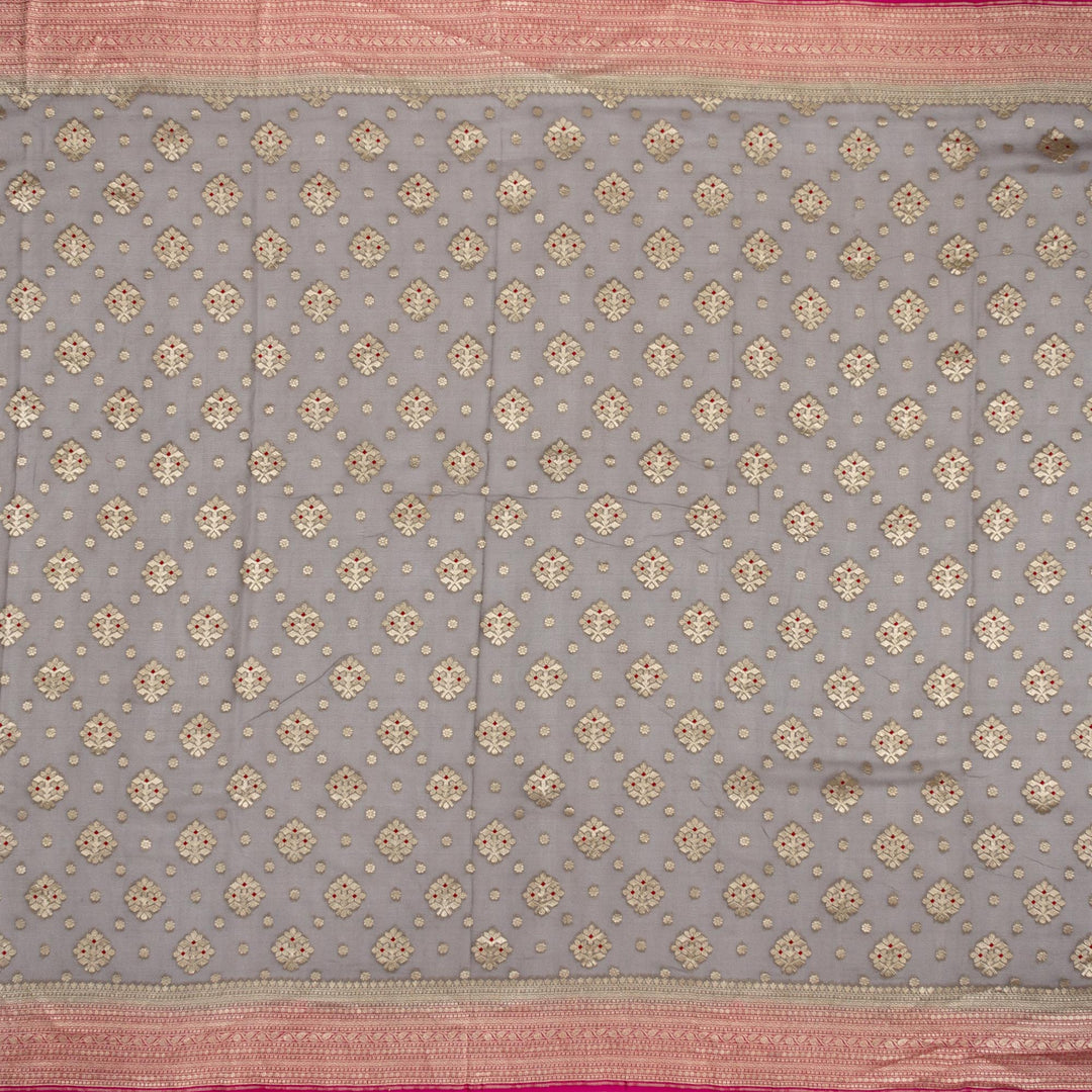 Kuberan Grey Pink Khadi Banarasi Saree