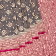 Kuberan Grey Pink Khadi Banarasi Saree