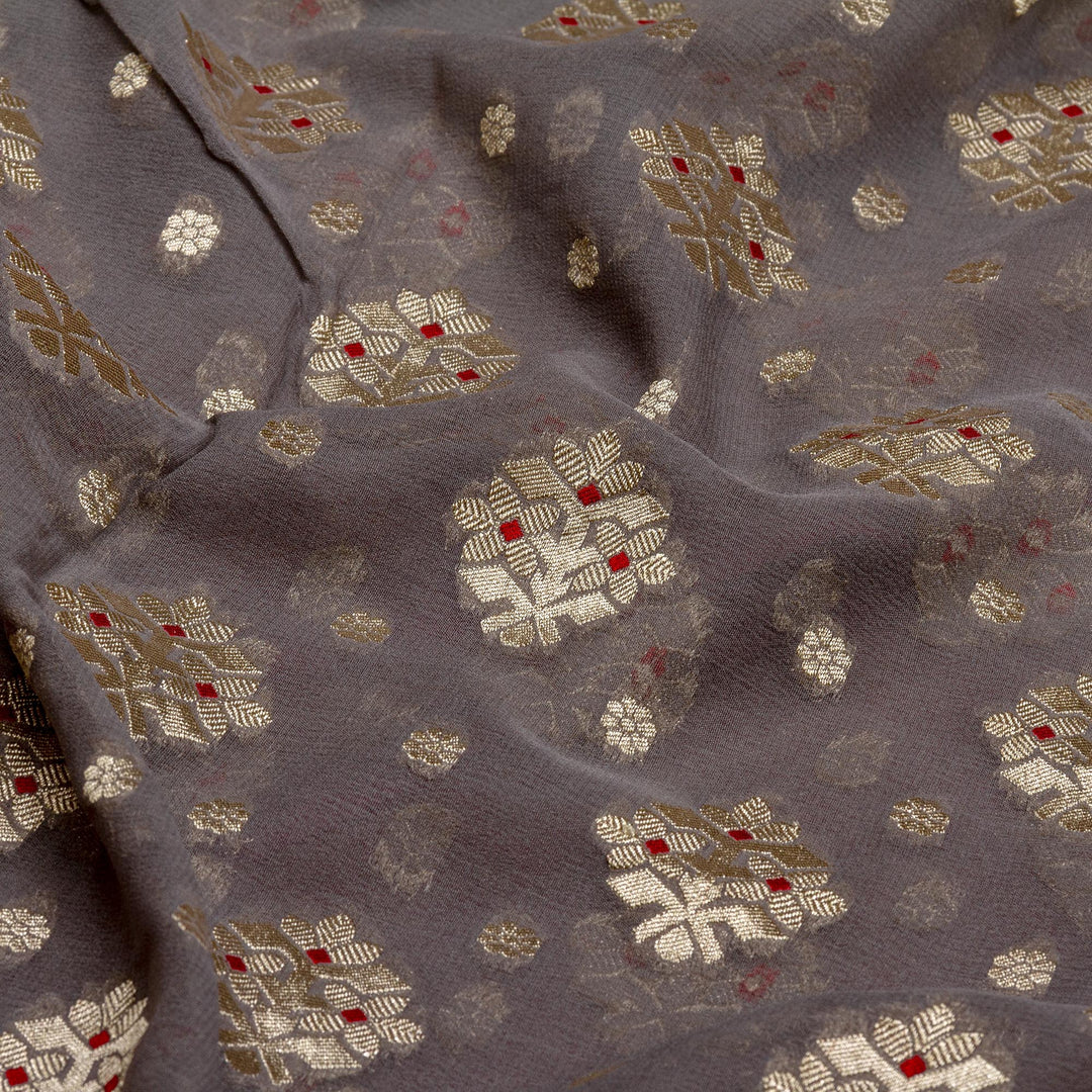 Kuberan Grey Pink Khadi Banarasi Saree