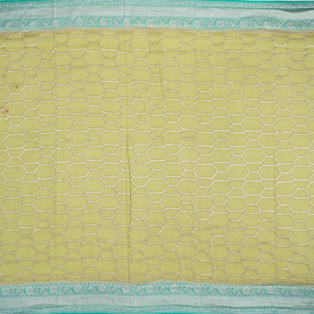 Kuberan Parrot Green Blue Khadi Banarasi Saree
