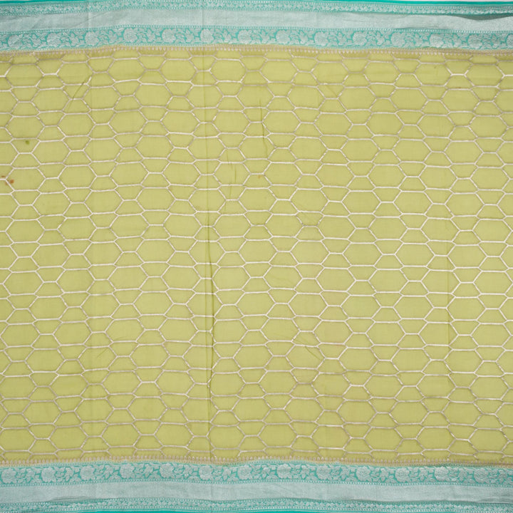 Kuberan Parrot Green Blue Khadi Banarasi Saree