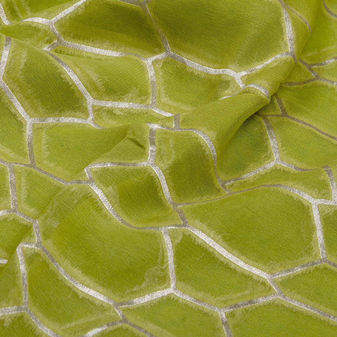 Kuberan Parrot Green Blue Khadi Banarasi Saree