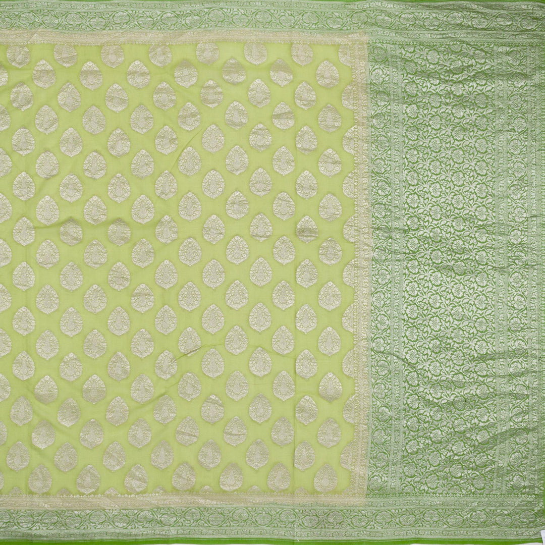Kuberan Parrot Green Khadi Banarasi Saree