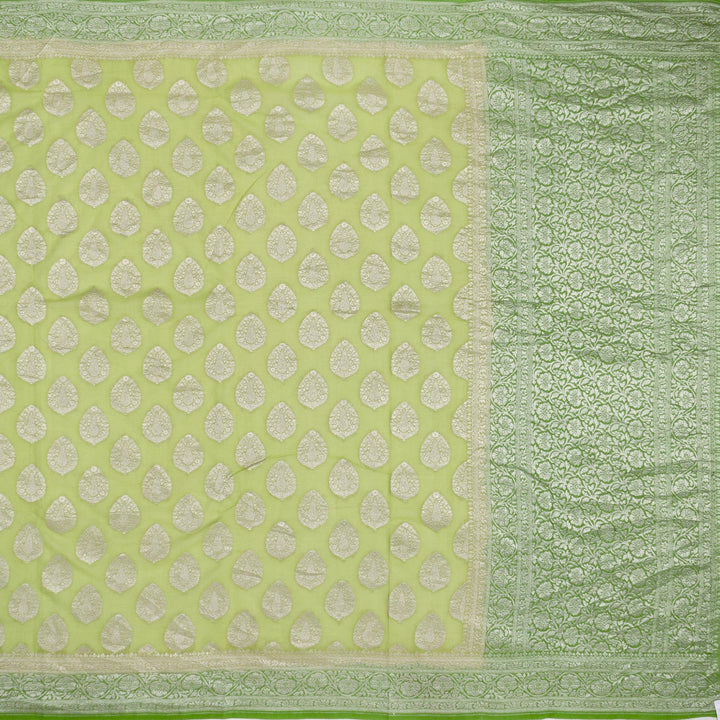 Kuberan Parrot Green Khadi Banarasi Saree