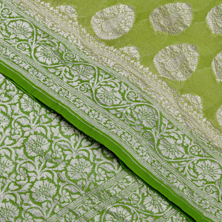 Kuberan Parrot Green Khadi Banarasi Saree
