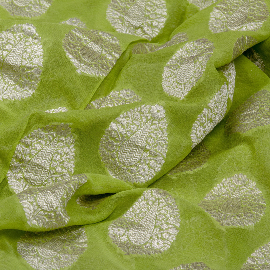 Kuberan Parrot Green Khadi Banarasi Saree