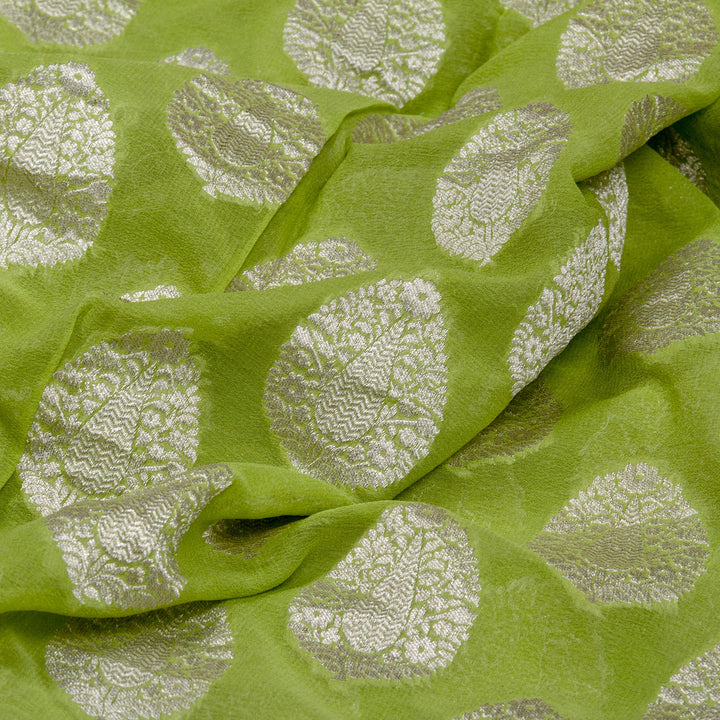 Kuberan Parrot Green Khadi Banarasi Saree