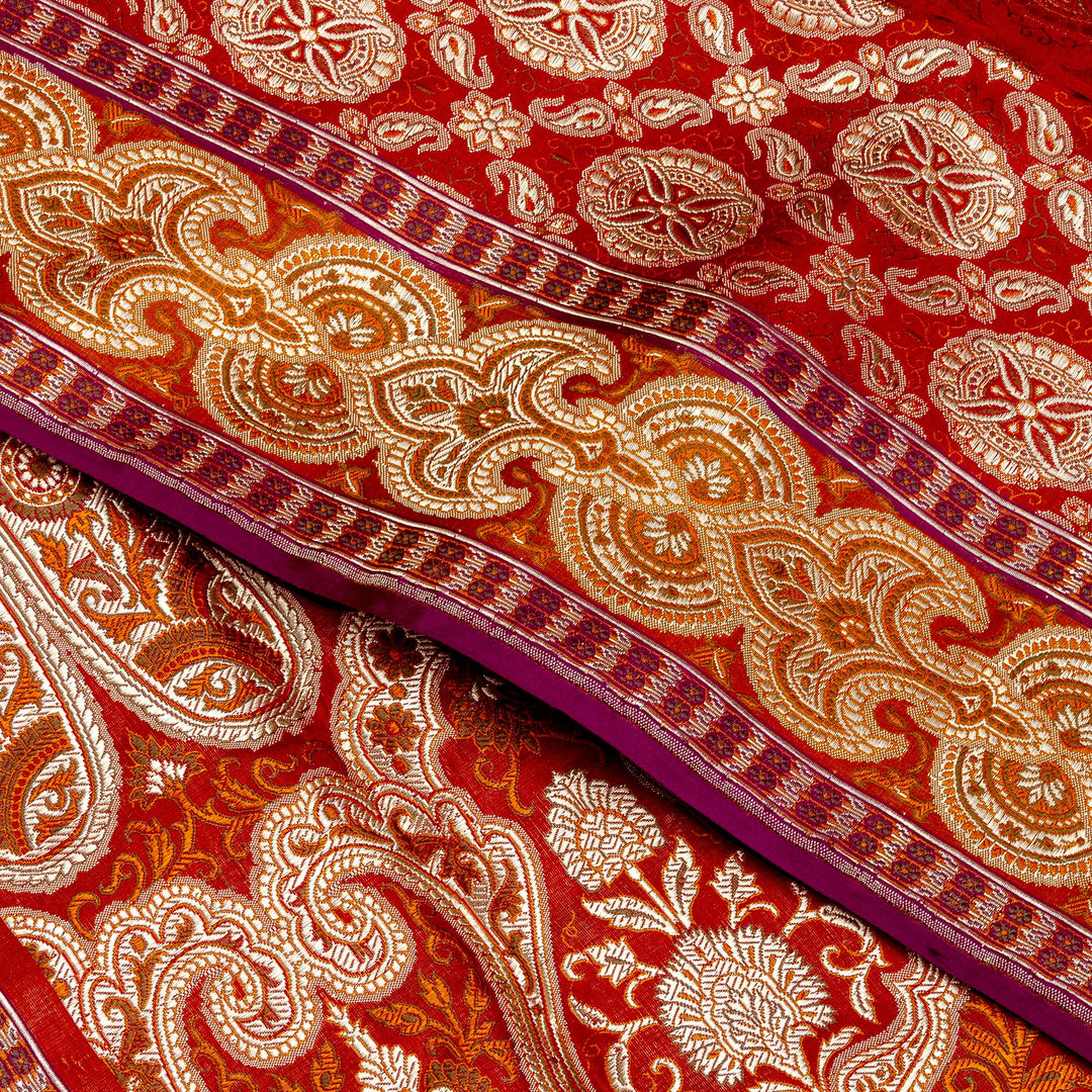 Kuberan Maroon Red Banarasi Saree