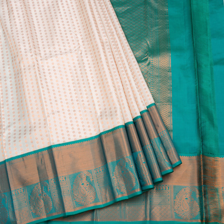 Kuberan White Blue Pure Silk Saree