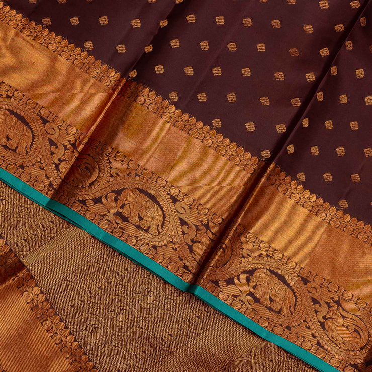 Kuberan Brown Pure Silk Saree