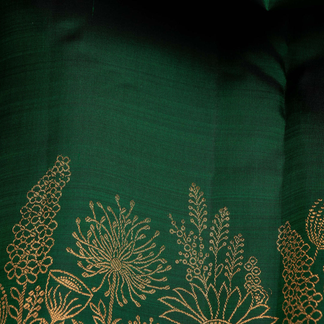 Kuberan Bottle Green Pure Silk Saree