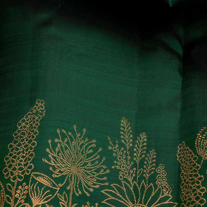 Kuberan Bottle Green Pure Silk Saree