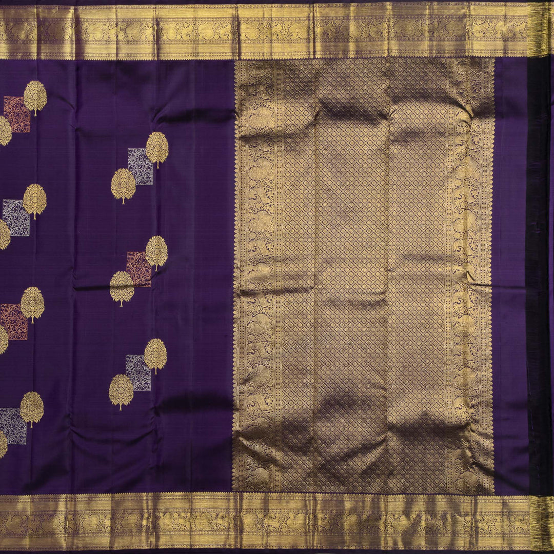 Kuberan Navy Blue Pure Silk Saree