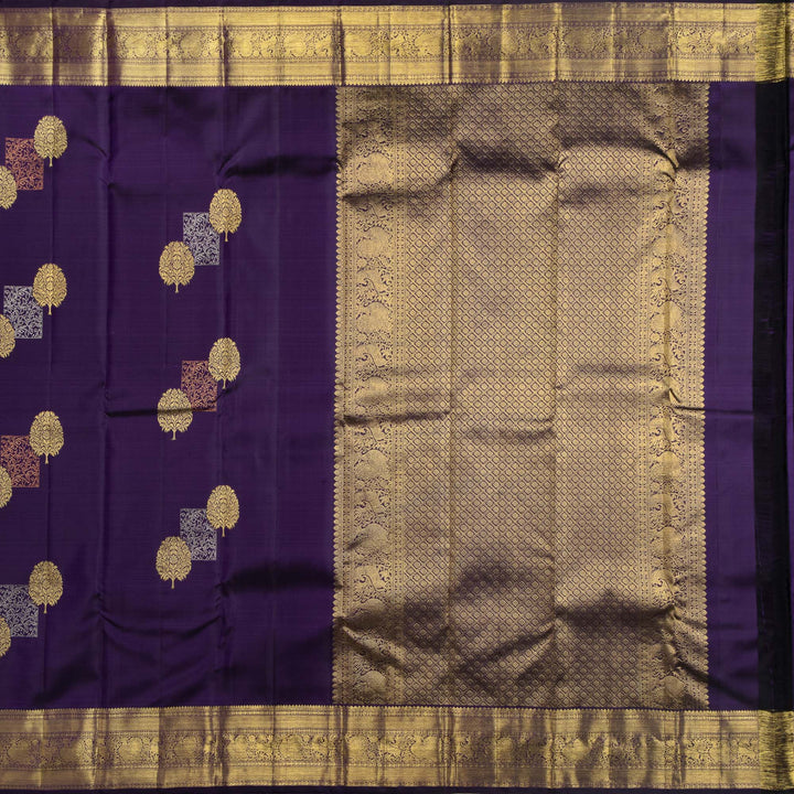 Kuberan Navy Blue Pure Silk Saree