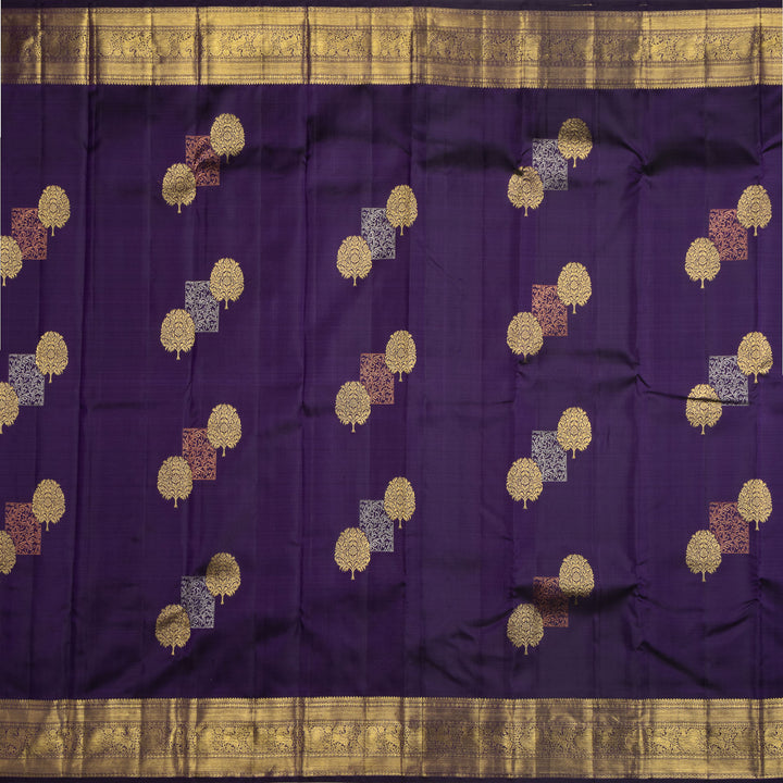 Kuberan Navy Blue Pure Silk Saree