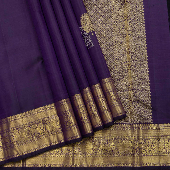 Kuberan Navy Blue Pure Silk Saree