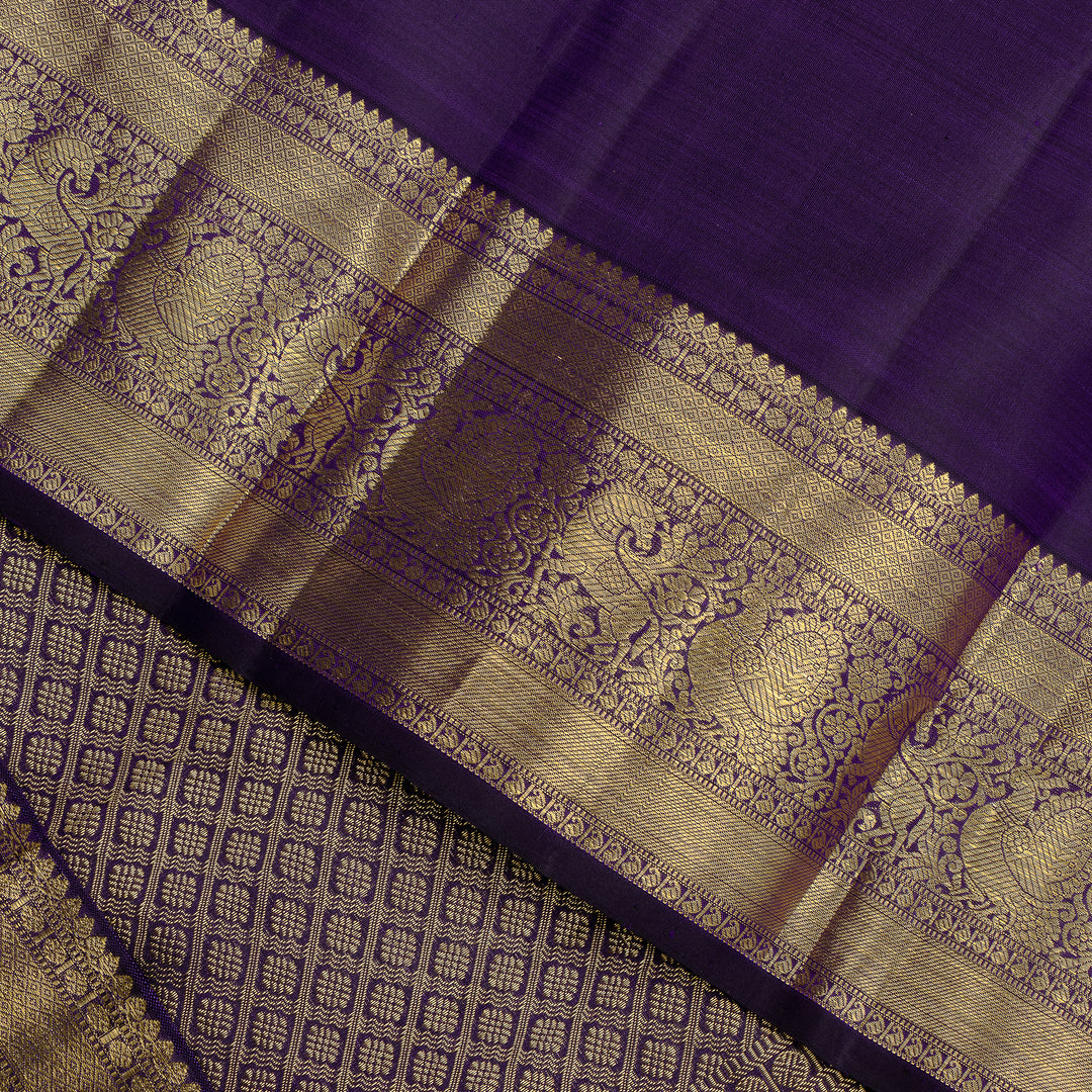 Kuberan Navy Blue Pure Silk Saree