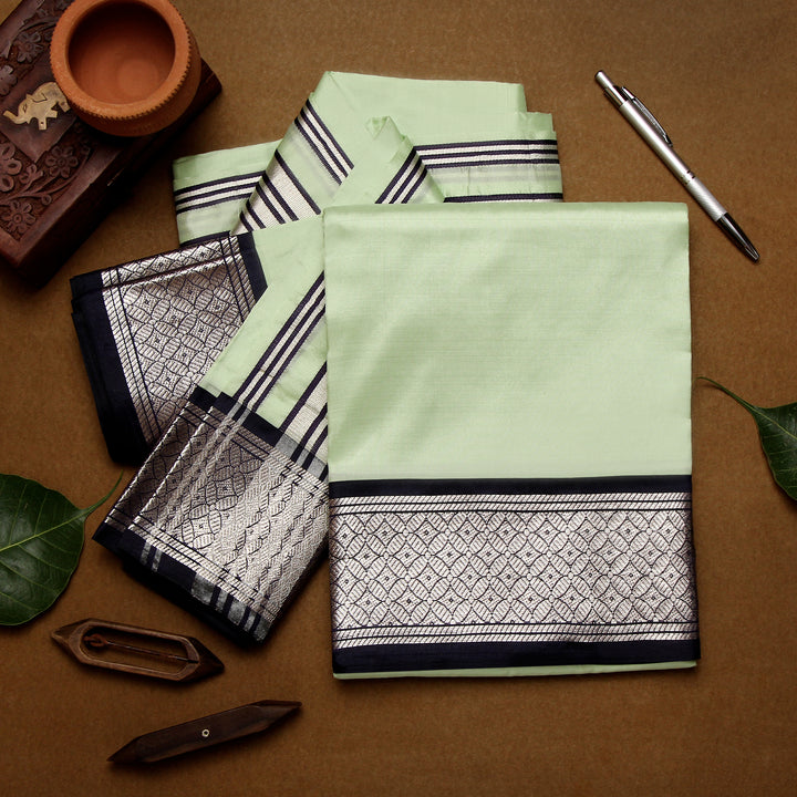 Kuberan Light Pista Green Pure Silk Dhoti