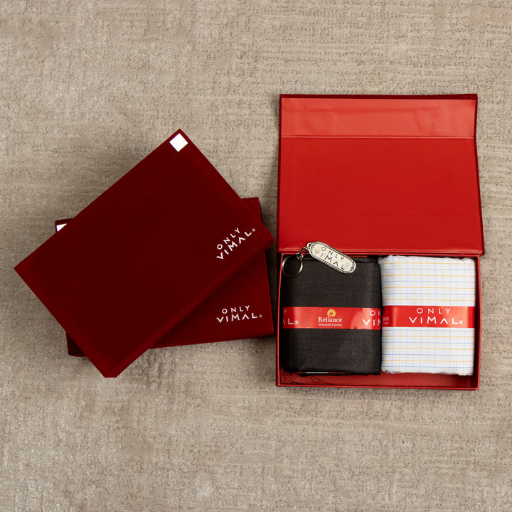 Kuberan Shirt Pant Fabric Combo in Velvet Box