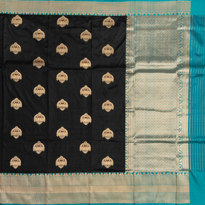 Kuberan Black With Rama Border Banarasi Silk Saree