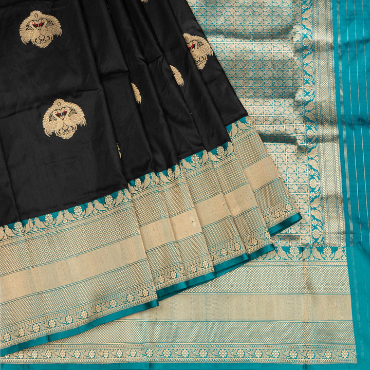 Kuberan Black With Rama Border Banarasi Silk Saree