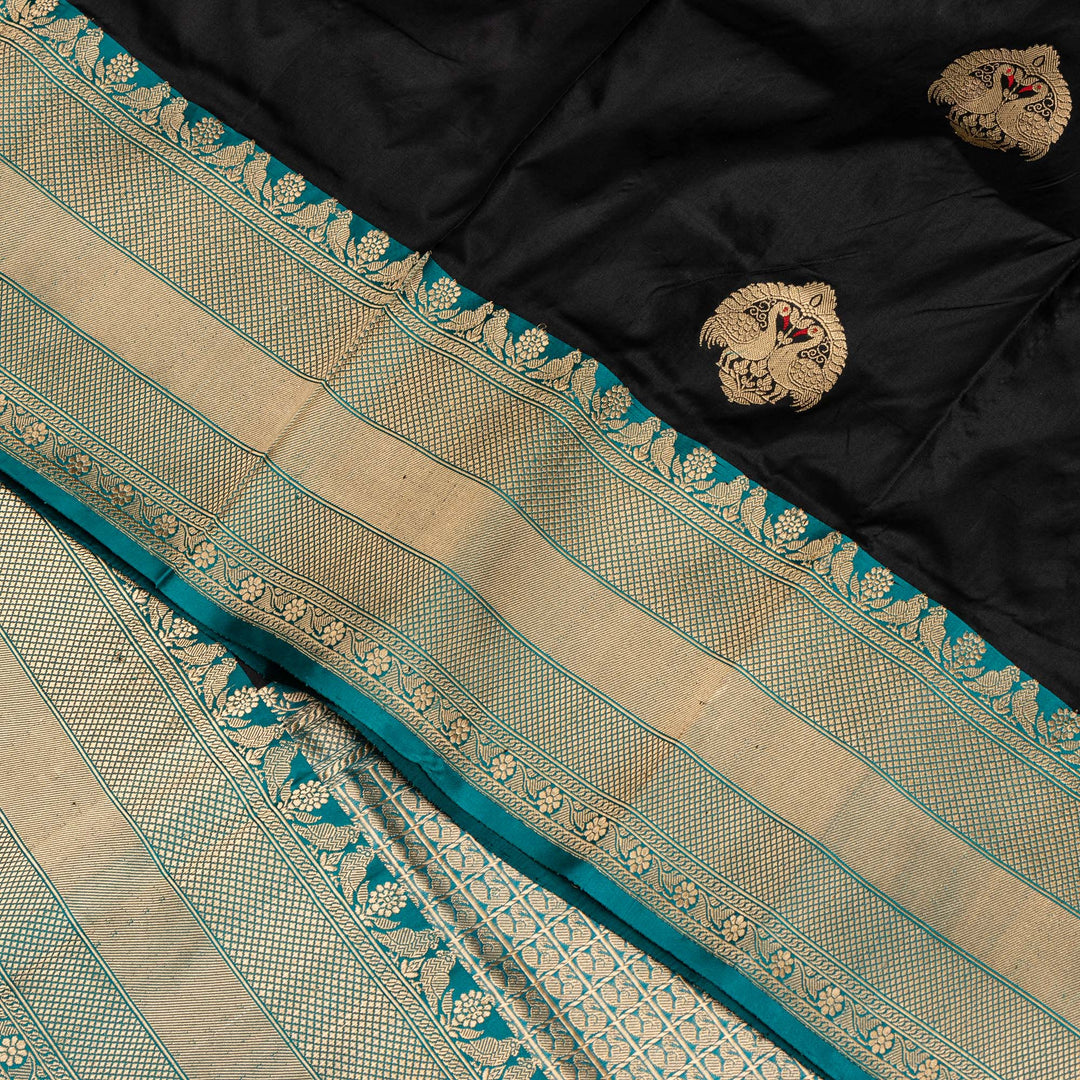 Kuberan Black With Rama Border Banarasi Silk Saree
