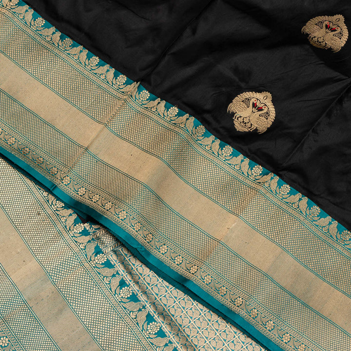 Kuberan Black With Rama Border Banarasi Silk Saree