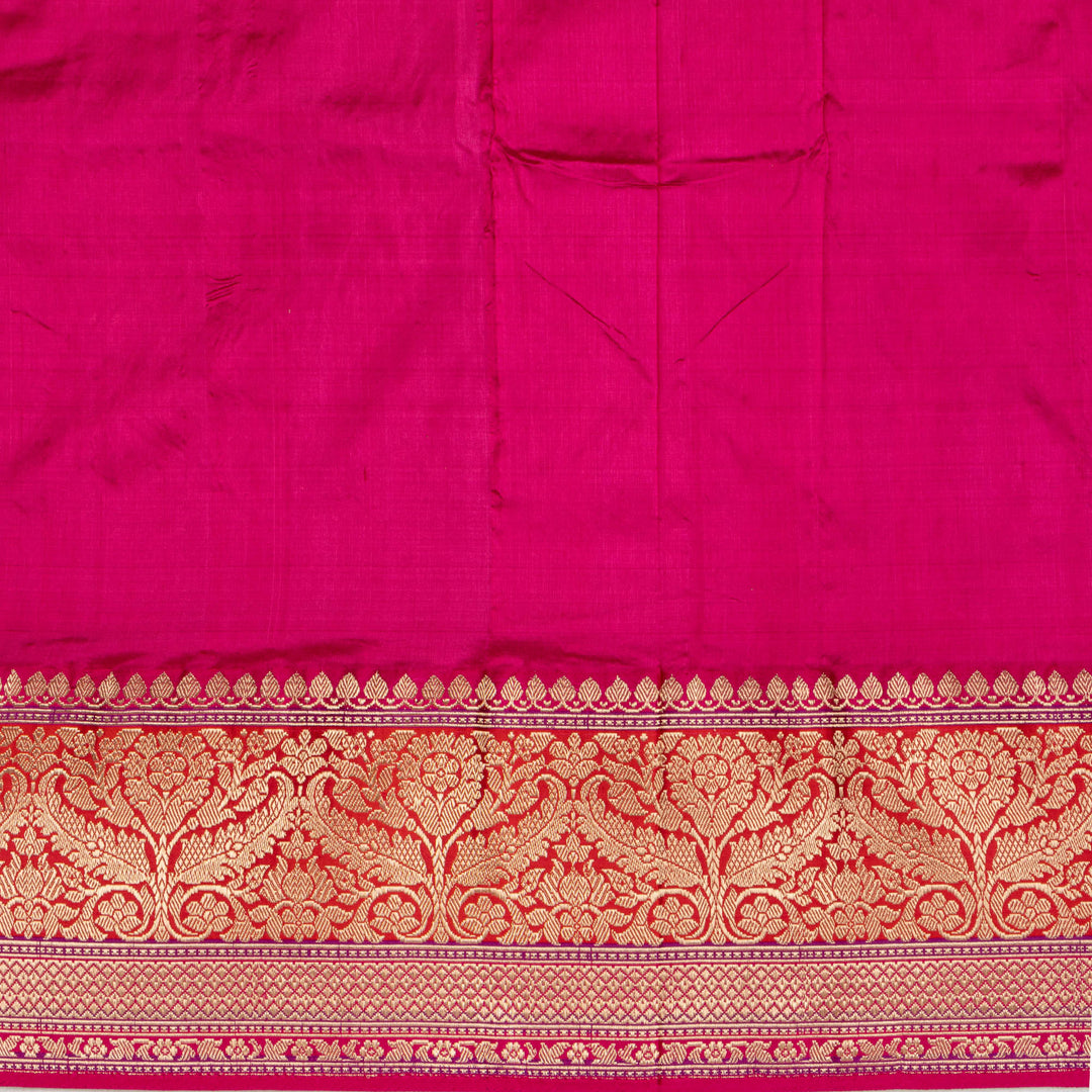 Kuberan Peach With Pink Border Banarasi Silk Saree