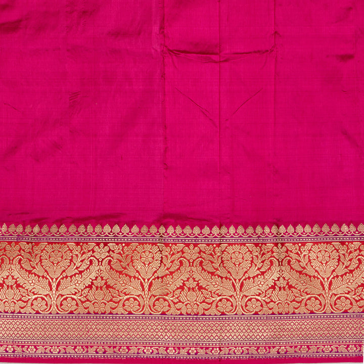 Kuberan Peach With Pink Border Banarasi Silk Saree