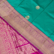 Kuberan Turquoise With Pink Border Banarasi Silk Saree