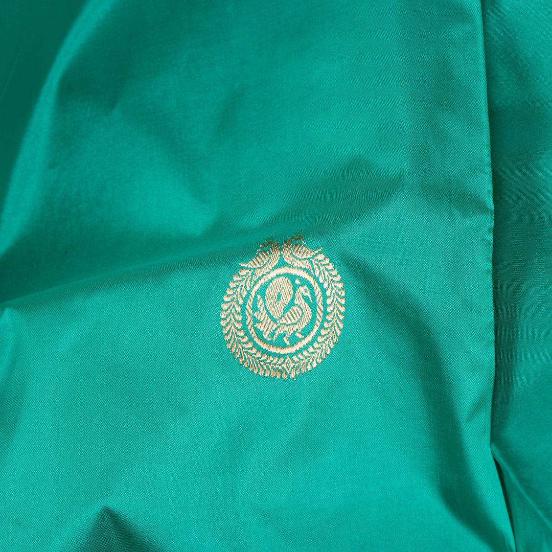 Kuberan Turquoise With Pink Border Banarasi Silk Saree